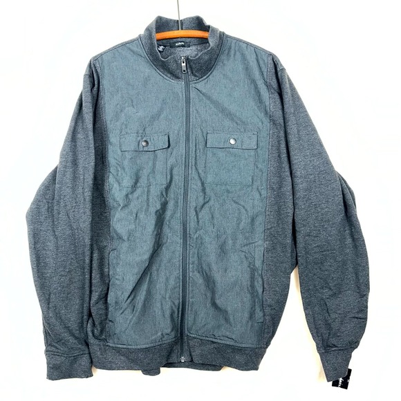 Alfani Other - Alfani Men's XXL‎ Charcoal Knit Jacket Zip Front Mixed Media Pockets NWT